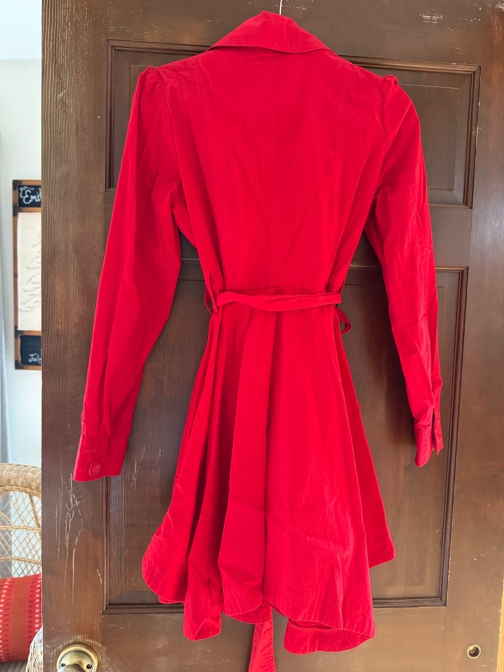 Jack by BB Dakota Vibrant Red Tie-Waist Trench Coat Dress - Picture 3 of 3